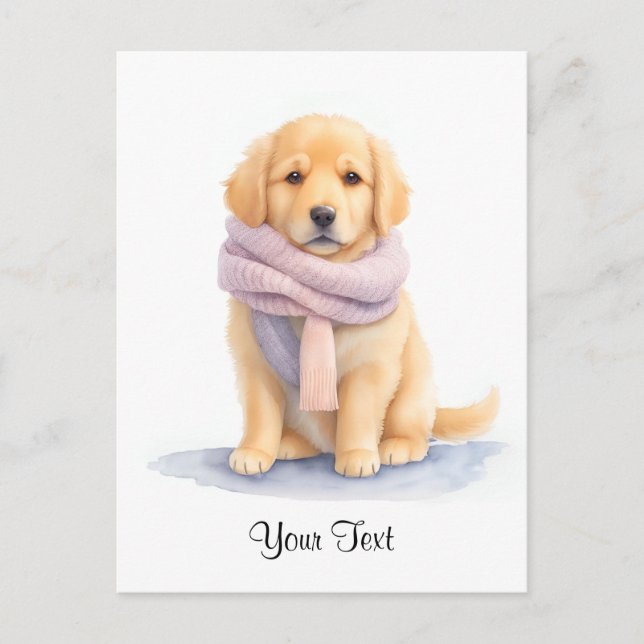 Golden Retriever Welpenhund personalisiert Postkarte (Vorderseite)