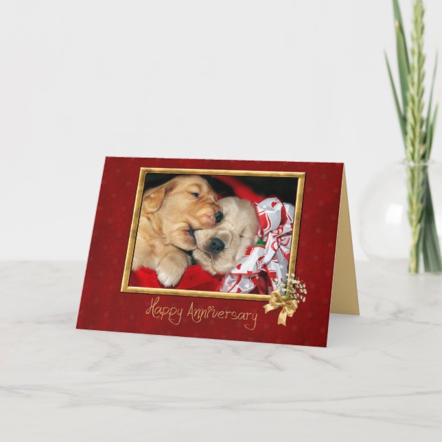 Golden Retriever Welpenjubiläum Liebe Karte (Vorderseite)