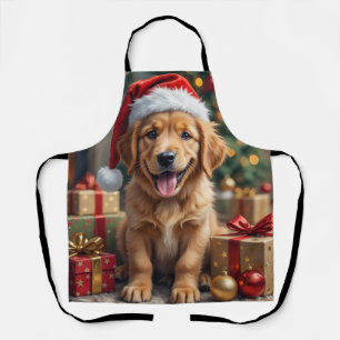 Golden Retriever Welpe's erstes Weihnachtsfest Schürze