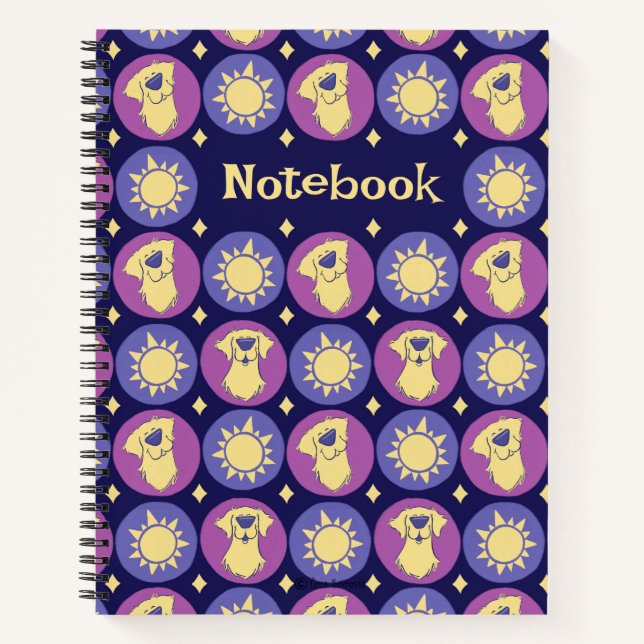 Golden Retriever Whimsical Sun Custom Notizbuch (Vorderseite)
