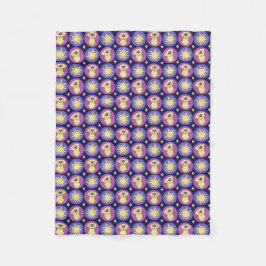 Golden Retriever Whimsical Sun Polka Dot Dark Blue Fleecedecke