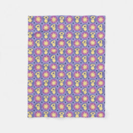 Golden Retriever Whimsical Sun Polka Dot Lila Fleecedecke