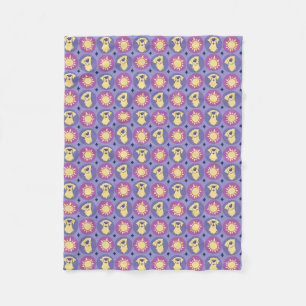 Golden Retriever Whimsical Sun Polka Dot Lila Fleecedecke
