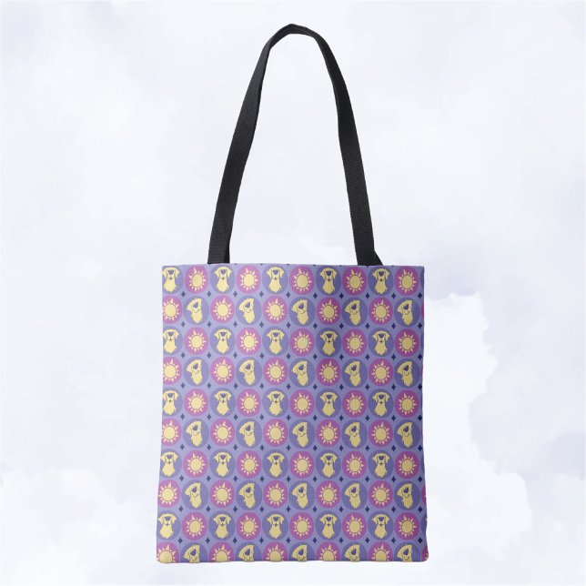 Golden Retriever Whimsical Sun Polka Dot Lila Tasche (Von Creator hochgeladen)