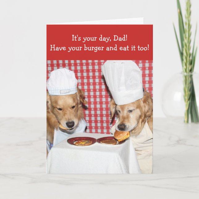 Golden Retriever Whopping Burger Father's Day Karte (Vorderseite)