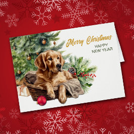 Golden Retriever Wicker Korb Weihnachtsbaum