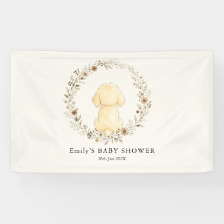 Golden Retriever Wildflower Baby Shower Neutral Banner