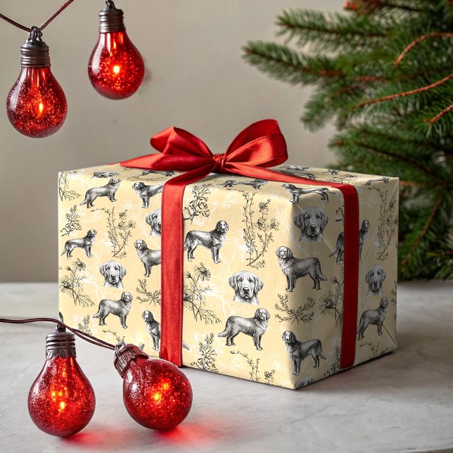 Golden Retriever Wildflower Toile Vintage Geschenkpapier (Von Creator hochgeladen)