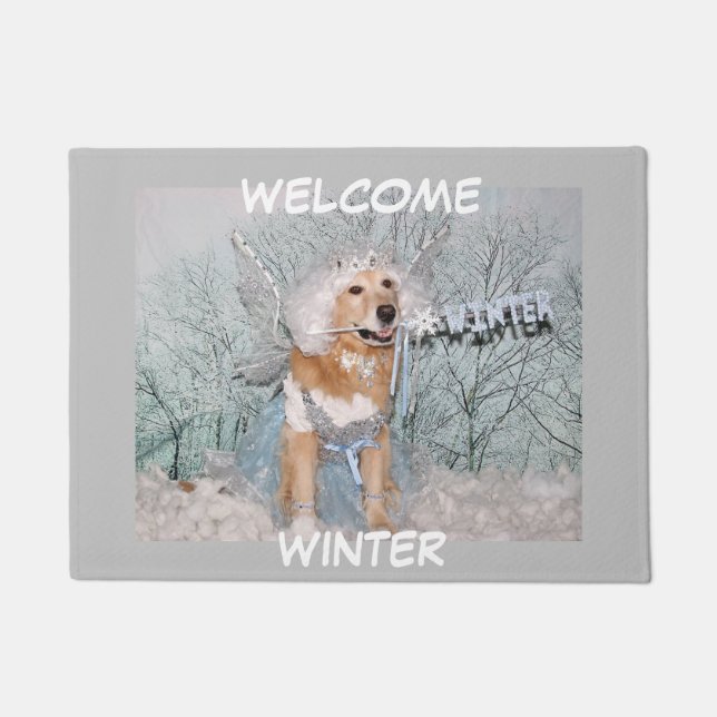 Golden Retriever Winter Fairy  Fußmatte (Vorderseite)