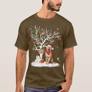 Golden Retriever Winter Snow Tree Dog Weihnachten  T-Shirt