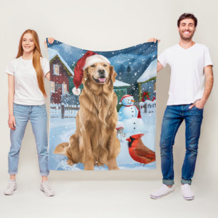 Golden Retriever Winter Wunderland Weihnachtsfreud Fleecedecke