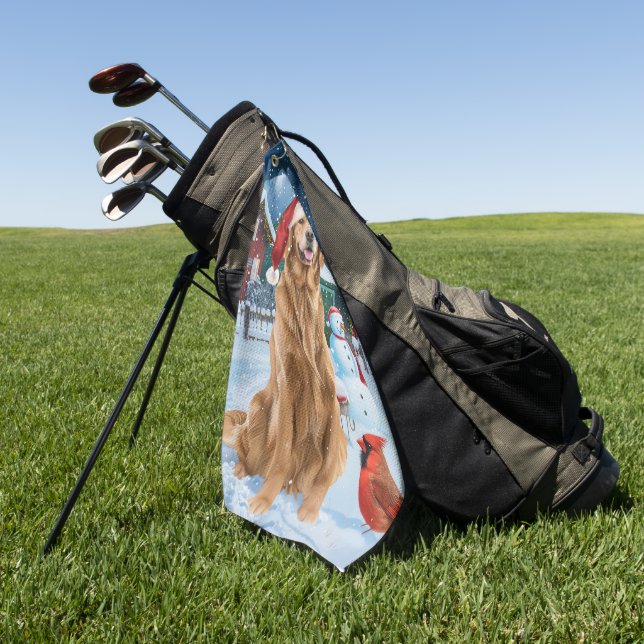 Golden Retriever Winter Wunderland Weihnachtsfreud Golfhandtuch (Gras)