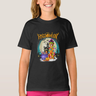 Golden Retriever Witch Costumes Halloween Lights T-Shirt