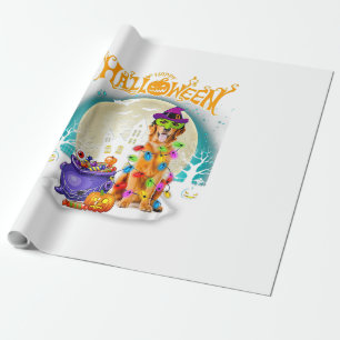 Golden Retriever Witch Kostüme Halloween Lights Geschenkpapier