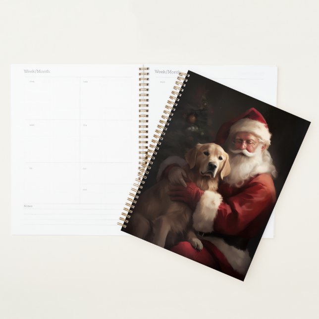 Golden Retriever with Santa Clause Christmas (Devant avec enveloppe)