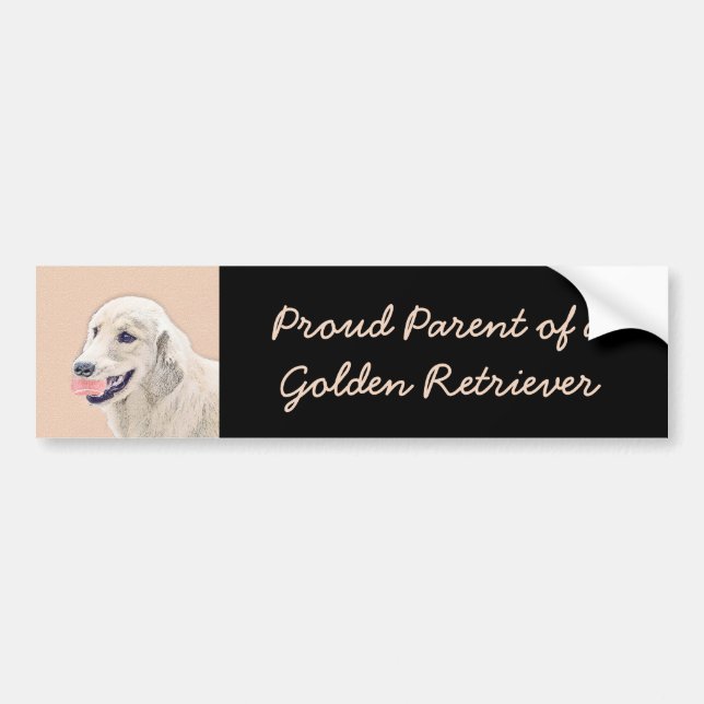 Golden Retriever with Tennis Ball Painting Dog Art Autoaufkleber (Vorne)
