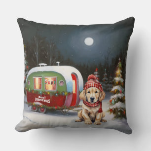 Golden Retriever Wohnwagen Weihnachtsabenteuer Kissen