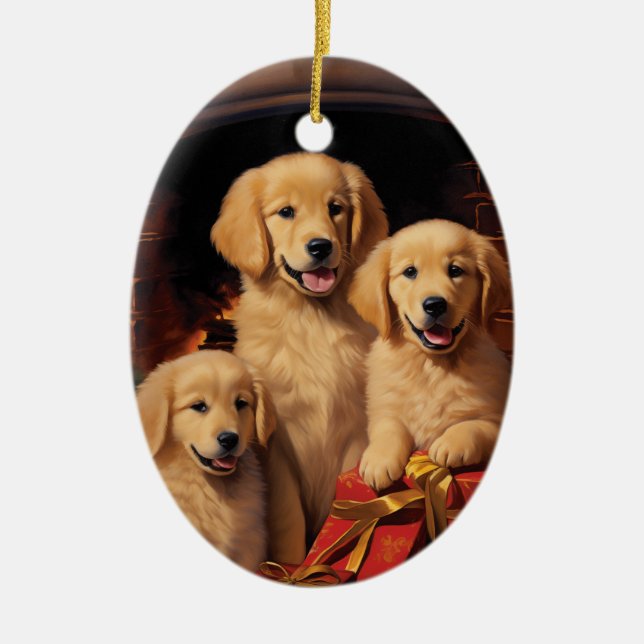 Golden Retriever Xmas Keramik Ornament (Vorne)