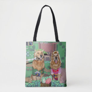 Golden retriever Zelda und Verbindung Tasche