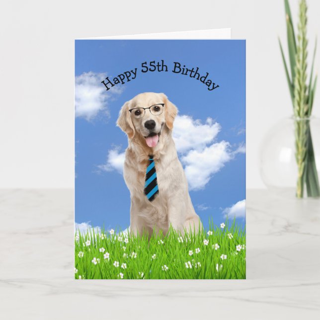 Golden Retriever zum 55. Geburtstag Karte (Vorderseite)