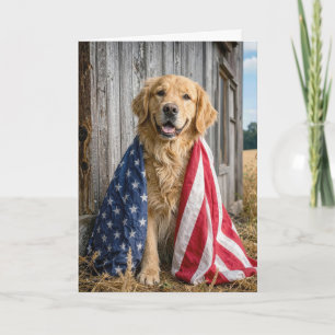Golden Retriever zum Geburtstag mit amerikanischer Karte