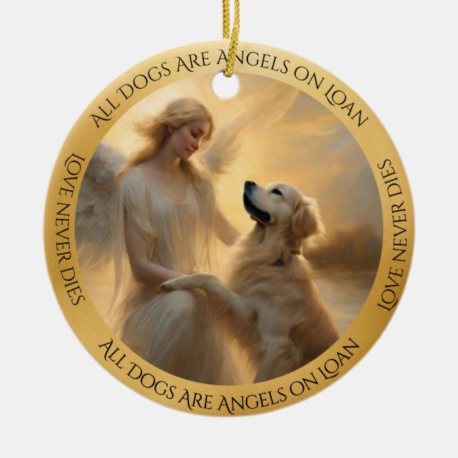 Golden RetrieverPersonalisierte Angel-Gedenkstätte Keramik Ornament (Vorne)
