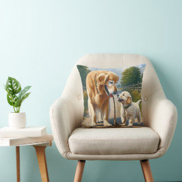 Golden Retrievers an der Leine Kissen