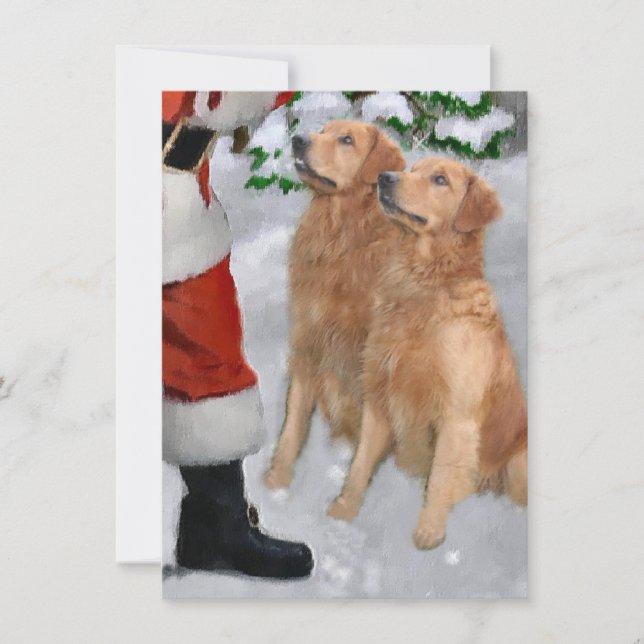 Golden Retrievers Begegnung Weihnachtskarte (Vorderseite)