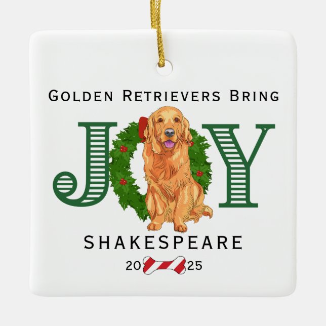 Golden Retrievers bringen Freude Keramikornament (Vorderseite)