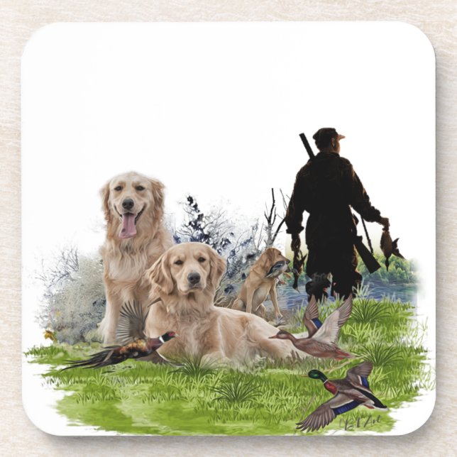 Golden Retrievers - Hervorragende Jagdhunde Getränkeuntersetzer (Vorderseite)