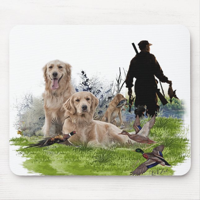 Golden Retrievers - Hervorragende Jagdhunde Mousepad (Vorne)