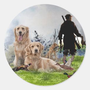 Golden Retrievers - Hervorragende Jagdhunde Runder Aufkleber