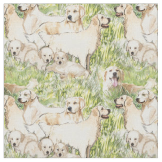 Golden Retrievers im Gras Baumwollgewebe Stoff