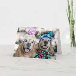 Golden Retrievers im Winter Hats Weihnachten