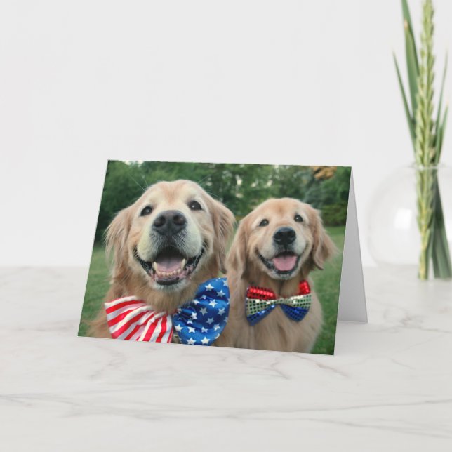 Golden Retrievers in Bow Krawatte Unabhängigkeitst Karte (Vorderseite)