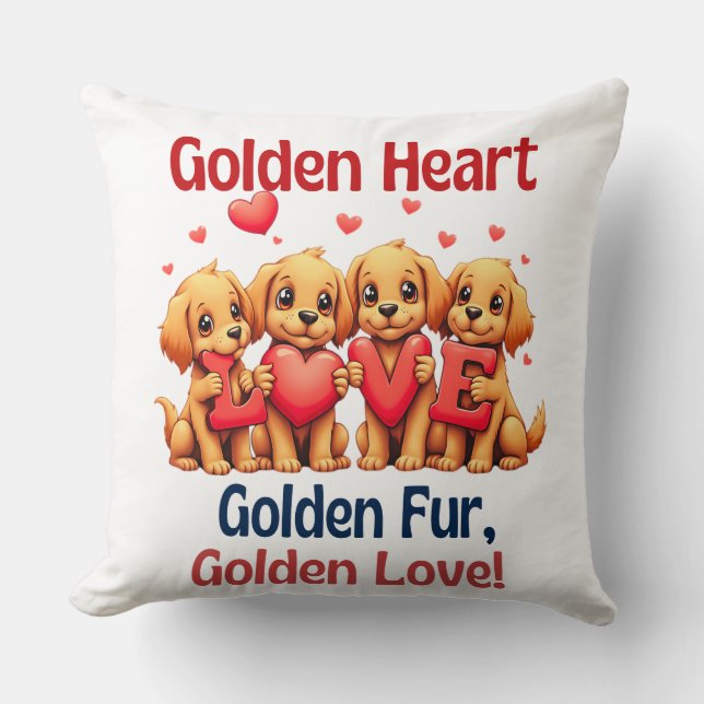 Golden Retrievers Niedlich Hunde LIEBE Kissen (Vorderseite)