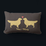 Golden Retrievers Wedding Couple Newlywed Hunde Lendenkissen<br><div class="desc">Dieses niedliche,  goldene Retrievers dekorative Kissen macht Hochzeitsfeiern oder Jubiläen zum Vergnügen. Silhouetten von zwei Goldens in der Liebe. Der Text "glücklich immer danach" kann geändert und mit den Namen der Braut und des Bräutigams personalisiert werden. Ein lustiges Haus-Erwärmung-Geschenk für Hundefreunde,  Jungvermählte,  Brautpartys und Meilenstein-Jubiläen.</div>