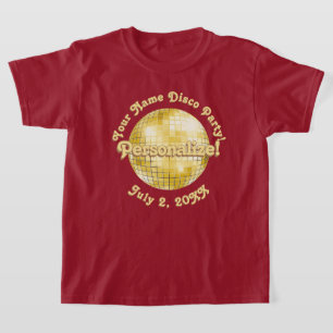 Golden Retro Disco Ball PERSONALISIERTER T - Shirt
