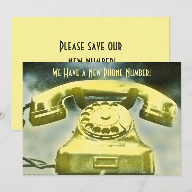 Golden Retro Telefon Neue Telefonnummer Ankündigung (Vorne/Hinten)