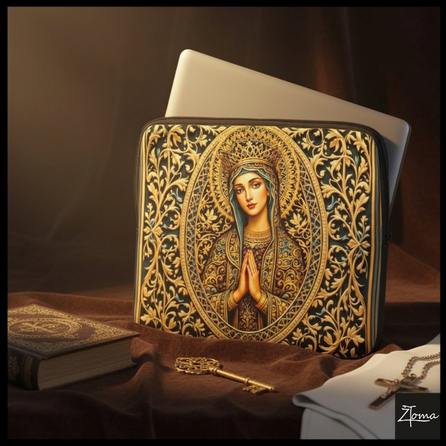 Golden Reverence Virgin Mary Laptopschutzhülle (Von Creator hochgeladen)