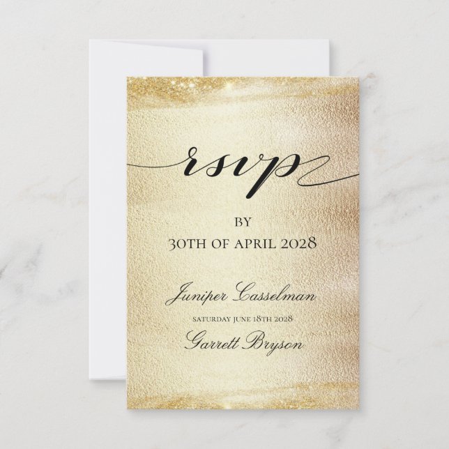 Golden Rhapsody Wedding Elegantes Gold Online UAWG RSVP Karte (Vorderseite)