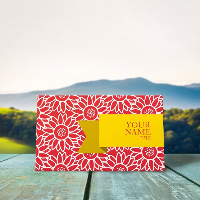 Golden Ribbon Alizarin Crimson Sonnenblume Visitenkarte (Von Creator hochgeladen)