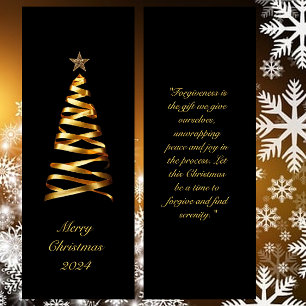 Golden Ribbon Weihnachtsbaum Lesezeichen Mini Visitenkarte