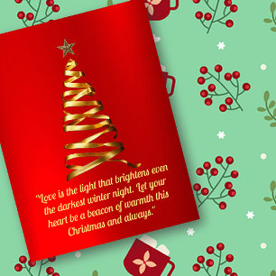Golden Ribbon Weihnachtsbaum Postkarte