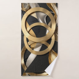Golden Rings Abstrakt Art - Modernes Luxus Design Badehandtuch
