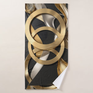 Golden Rings Abstrakt Art - Modernes Luxus Design Badehandtuch