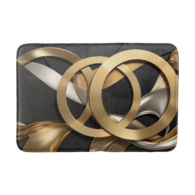 Golden Rings Abstrakt Art - Modernes Luxus Design Badematte (Vorderseite)