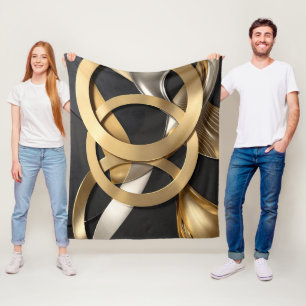 Golden Rings Abstrakt Art - Modernes Luxus Design Fleecedecke