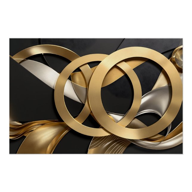 Golden Rings Abstrakt Art - Modernes Luxus Design Poster (Vorderseite)