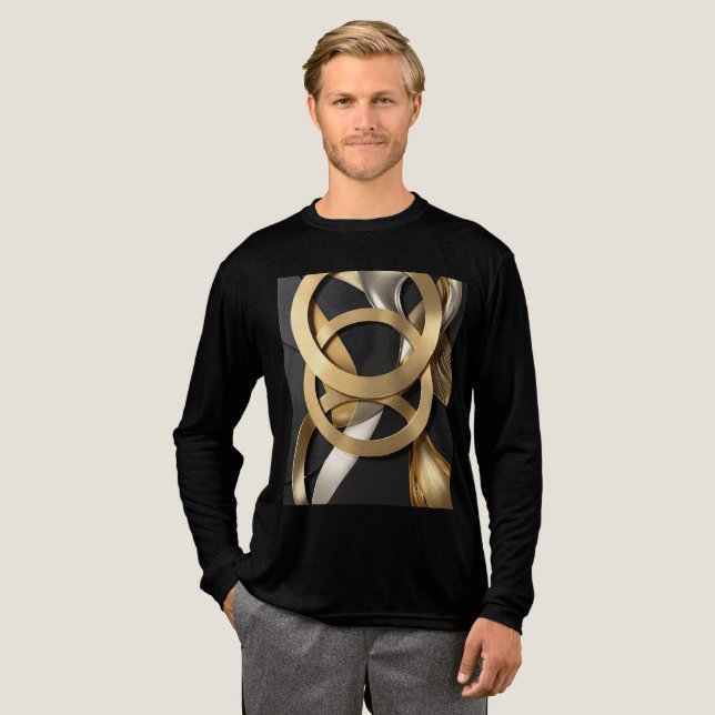 Golden Rings Abstrakt Art - Modernes Luxus Design Tri-Blend Shirt (Volle Vorderseite)